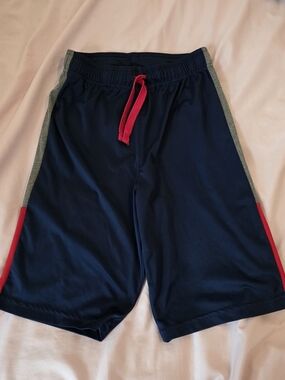Boy's Navy Athletic Shorts with Red Accent